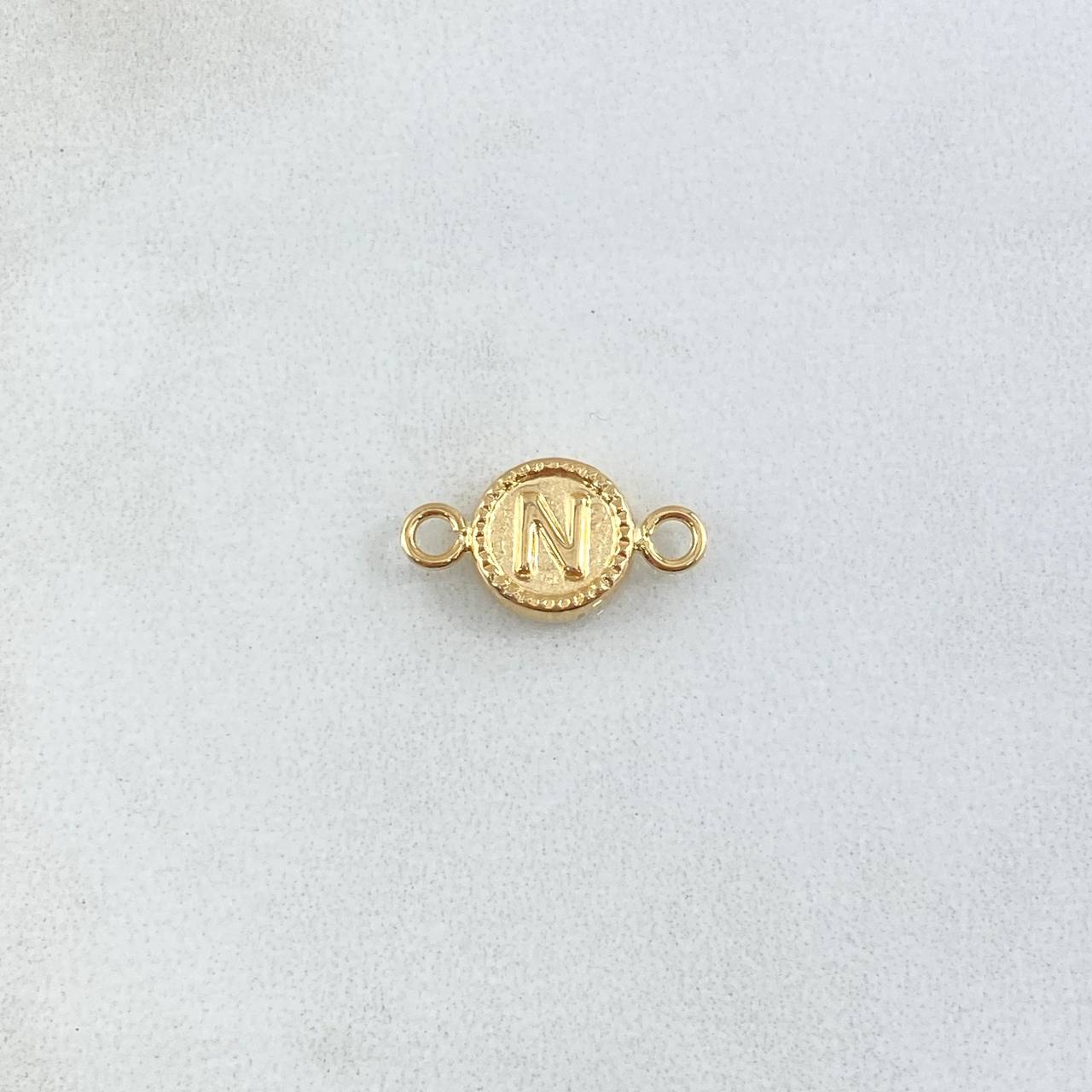 Charm Letter N 0.45gr / 1.5cm / Yellow Gold Edged Circle 18K *