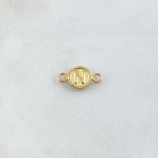 Charm Letter N 0.45gr / 1.5cm / Yellow Gold Edged Circle 18K *