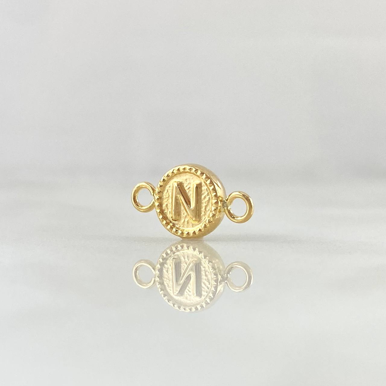 Charm Letter N 0.45gr / 1.5cm / Yellow Gold Edged Circle 18K *