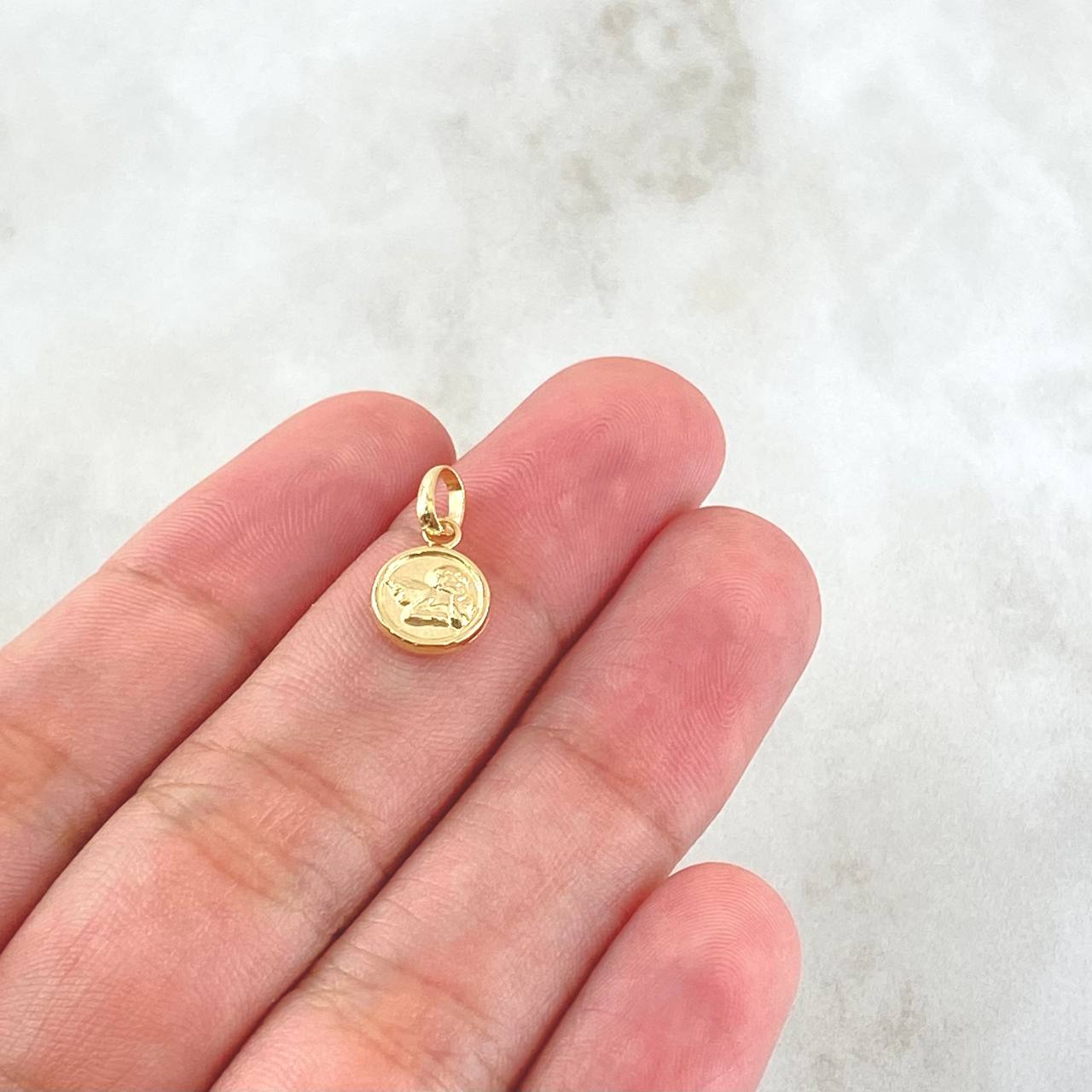 Pendant Angel 0.4gr / 0.6in / Smooth Bail 18K Gold ©
