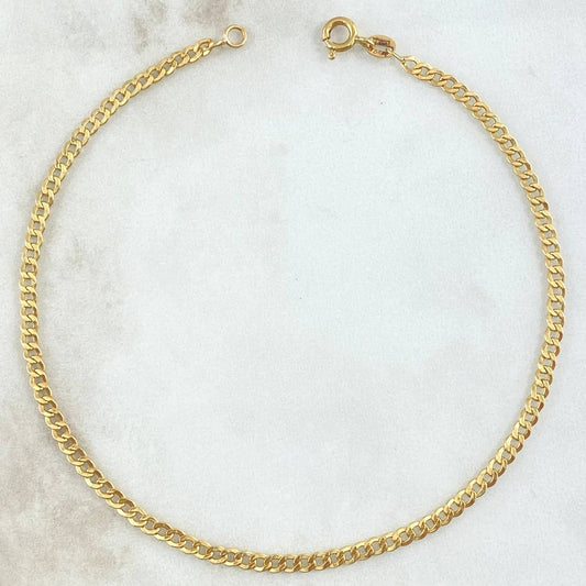 Tobillera Cubana 2.4gr / 9 3/4 in / Oro Amarillo +1 18K !