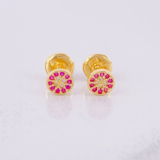 Stud Earrings Dense Circle 0.7g / in / 4.9mm Yellow Gold 18K