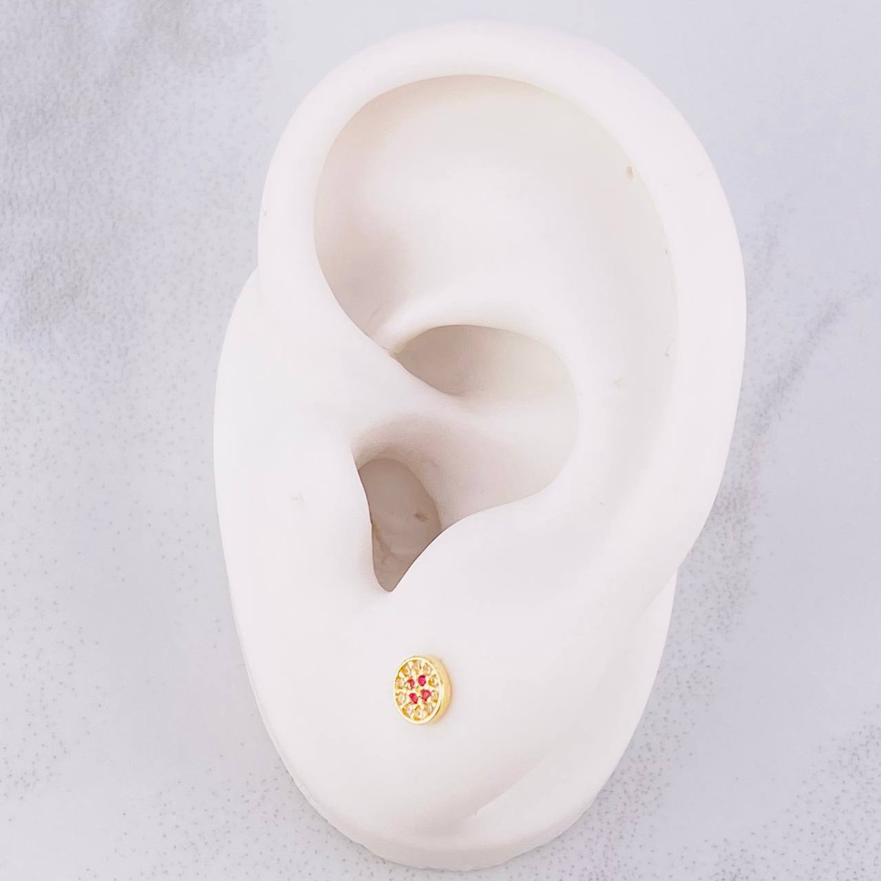 Stud Earrings Sparkle Center 0.65g / in / 4.9mm Yellow Gold 18K