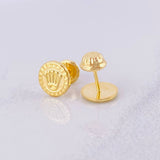 Stud Earrings Crown Seal 0.7g / in / 7.7mm Yellow Gold 18K