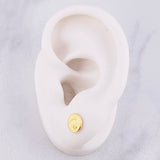 Stud Earrings Crown Seal 0.7g / in / 7.7mm Yellow Gold 18K