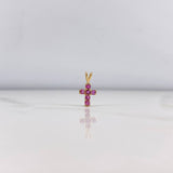 Dije Cruz 0.5gr / 1.4cm / Rubíes 22pts Oro Amarillo 18K &