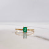 Solitaire Ring Rectangle 1.05gr / T6 / Emerald 27pts 18K Yellow Gold (Jewel) &