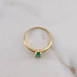 Solitaire Ring Rectangle 1gr / T5 1/4 / Emerald 30pts 18K Yellow Gold (Jewel) &