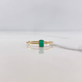 Solitaire Ring Rectangle 1gr / T5 1/4 / Emerald 30pts 18K Yellow Gold (Jewel) &