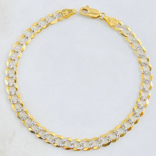 Cuban Links Bracelet 8gr / 8 1/4 in / 5.7mm Two Yellow White Gold +3 18K