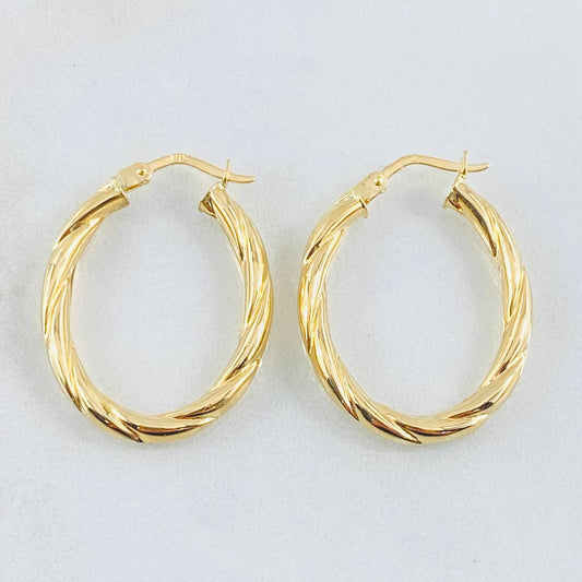 Hoop Earrings Mary Oval 2.45gr / 3cm / Yellow Gold 18K *