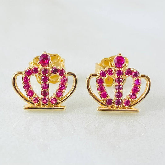 Stud Earrings Crown 1.6gr / 9mm Yellow Gold 18K *