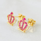 Stud Earrings Crown 1.6gr / 9mm Yellow Gold 18K *