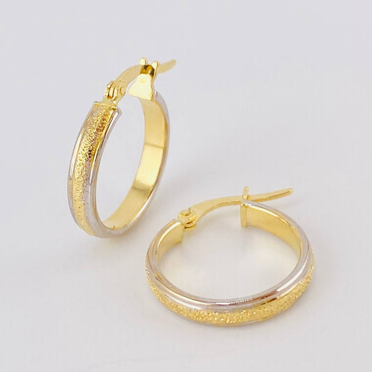 Candongas Sandri 1.85gr / 3/4 in / Dos Oros Amarillo Blanco 18K *