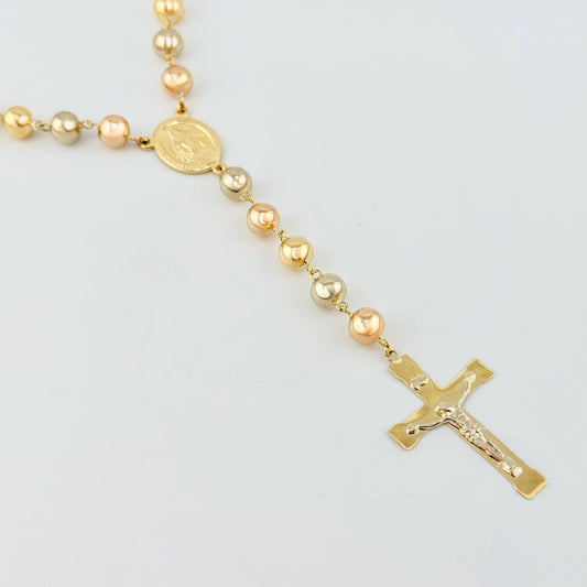 Rosario Virgen Milagrosa Cruz Cristo 30.6gr / 23 1/2 in / 7mm Tres Oros 18K ©