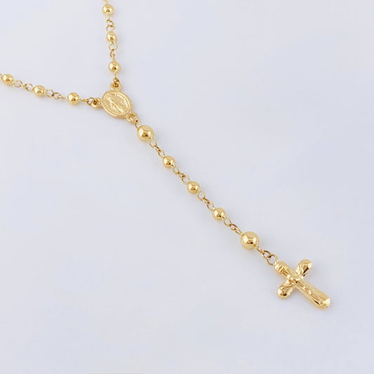 Rosario Virgen Milagrosa Cruz Cristo 6.25gr / 20 3/4 in / 4mm-3mmmm Oro Amarillo 18K