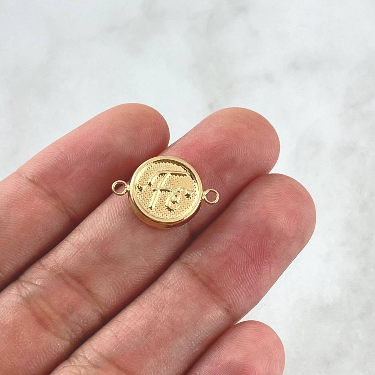 Charm Fe 0.85gr / 2cm / Textured Circle 18K Yellow Gold