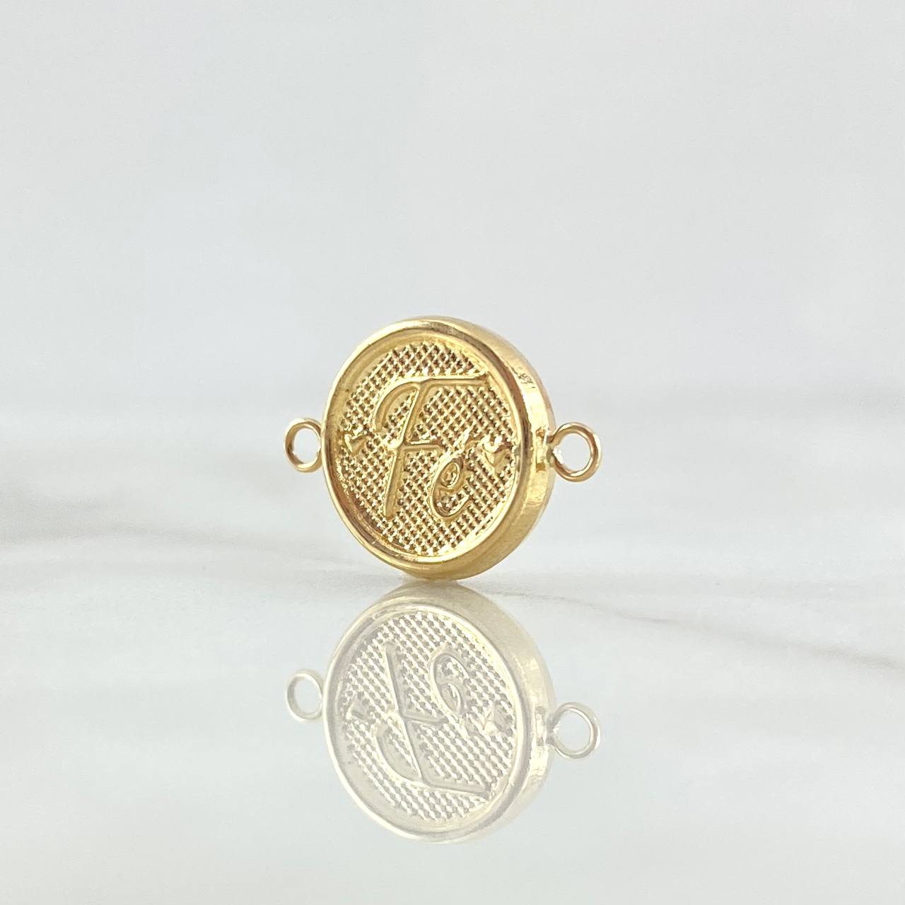 Herraje Fe 0.8gr / 2cm / Circulo Texturizado Oro Amarillo 18K