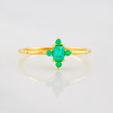 Anillo Flor Imperial Esmeraldas 19pts 1.2g / T6 Oro Amarillo 18K