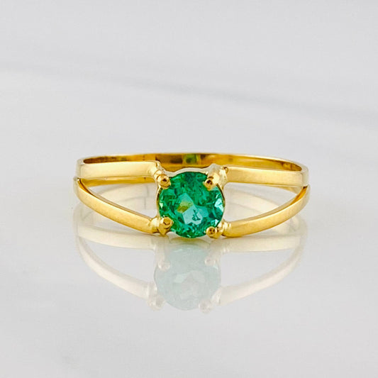 Double Emerald Solitaire Ring 40pts 1.5g / T6 1/2 Yellow Gold 18K