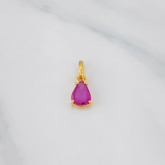 Dije Lagrima Rubí 84pts 0.65g / 1/2 in Oro Amarillo 18K