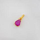 Dije Lagrima Rubí 84pts 0.65g / 1/2 in Oro Amarillo 18K