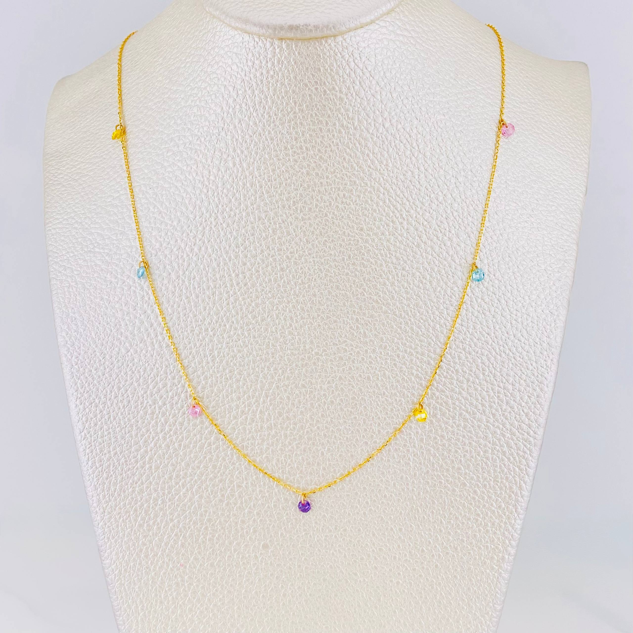 Classic Link Chain with Cubic Zirconia 1.8g / 18 in / 0.79mm Yellow Gold 18K