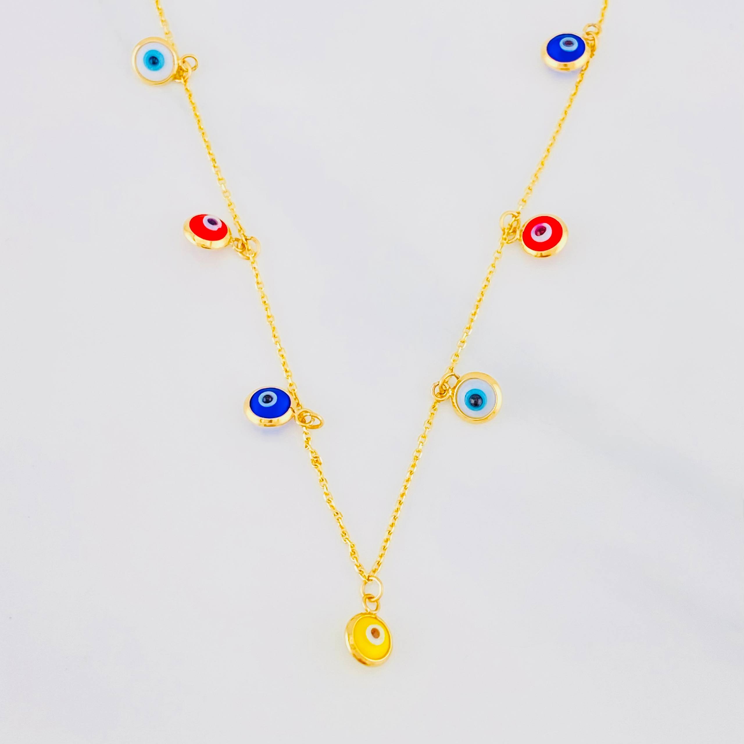 Classic Link Chain Turkish Eyes 2.9g / 18 in / 0.75mm Yellow Gold 18K