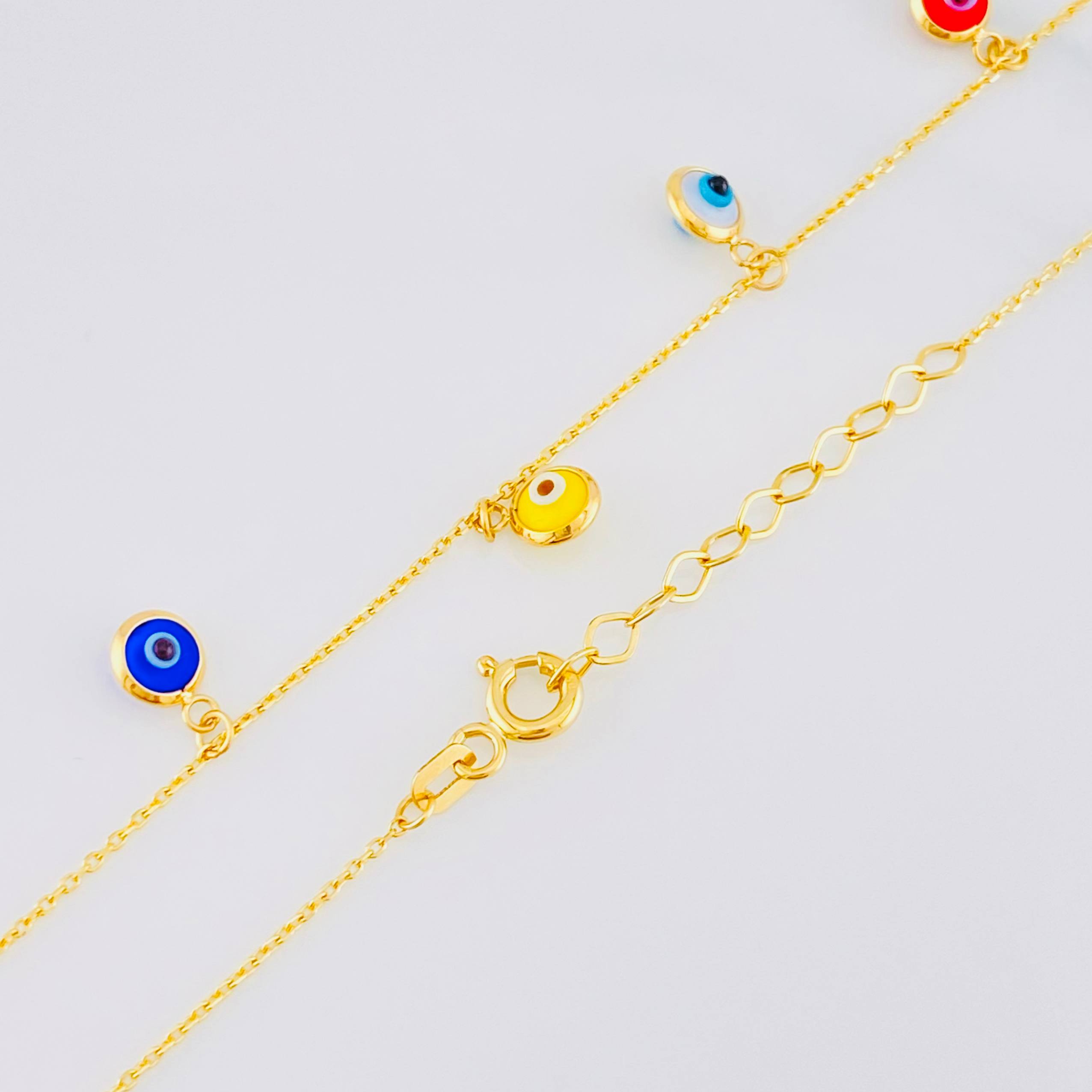 Classic Link Chain Turkish Eyes 2.9g / 18 in / 0.75mm Yellow Gold 18K