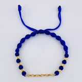 Blue Woven Bracelet Charm Mom - Beads 4Mm / 6 Units Yellow Gold 18K (A.C)