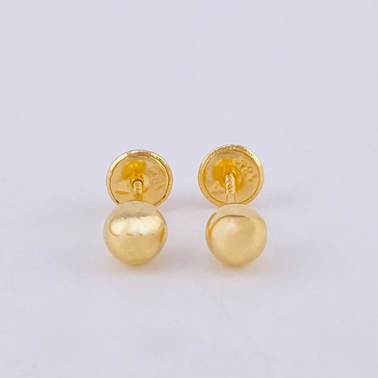 Plain Bead Stud Earrings 0.55 g / in / 5 mm Yellow Gold 18K