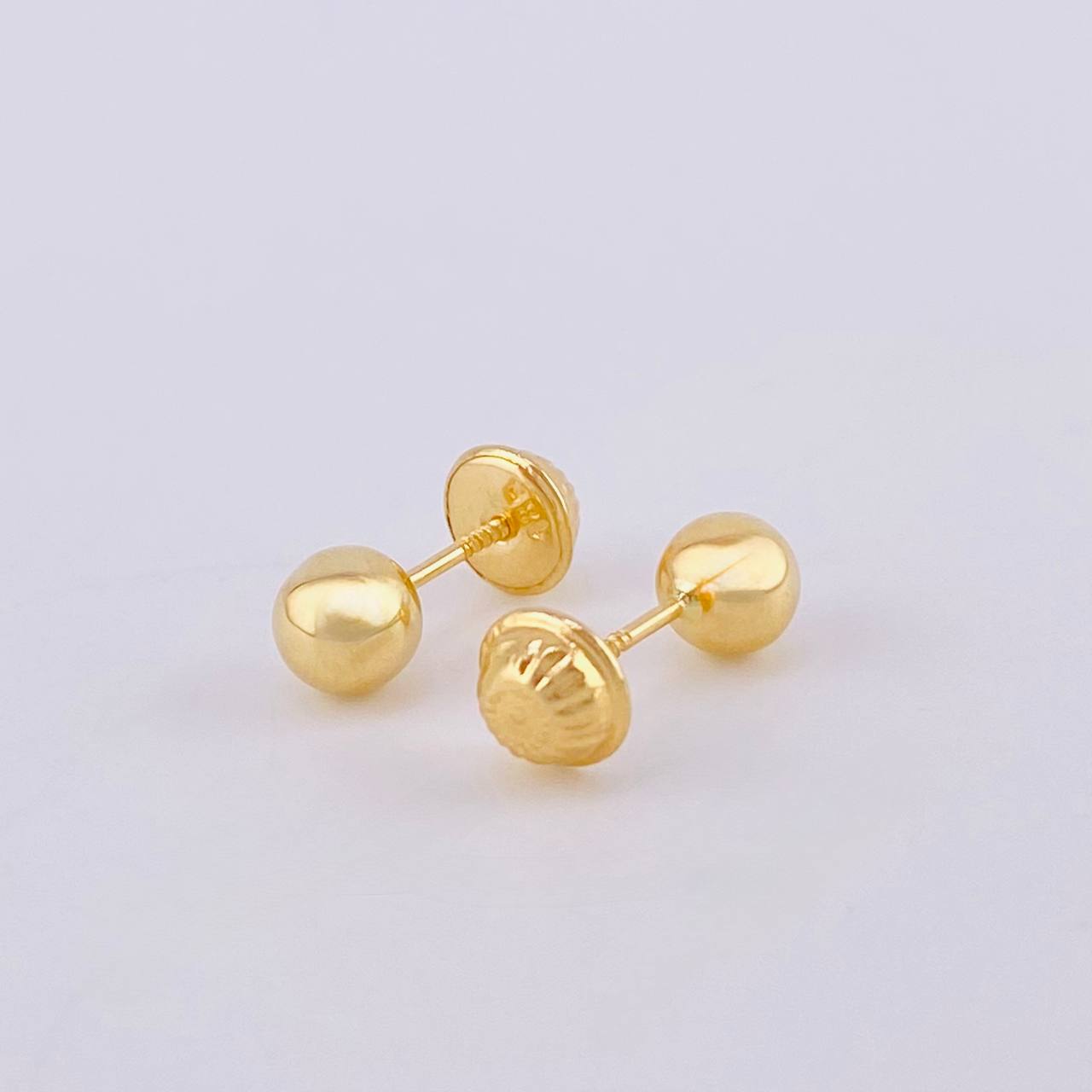 Plain Bead Stud Earrings 0.55 g / in / 5 mm Yellow Gold 18K