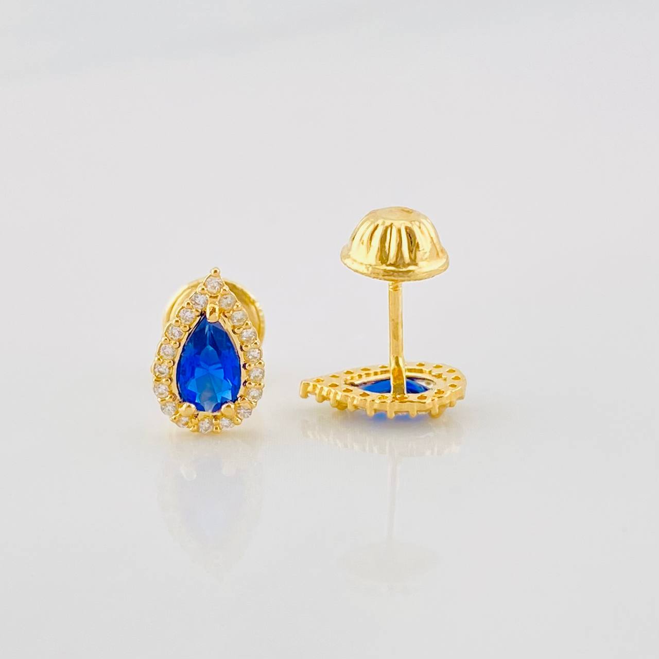 Halo Drop Stud Earrings 0.95g / in / 5.7mm 18K Yellow Gold
