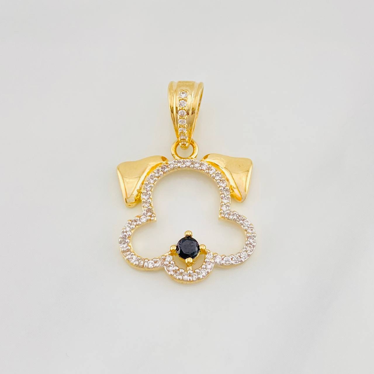 Pendant Dog Silhouette 3.6g / 1 in Two-Tone Yellow White 18K