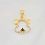 Pendant Dog Silhouette 3.6g / 1 in Two-Tone Yellow White 18K