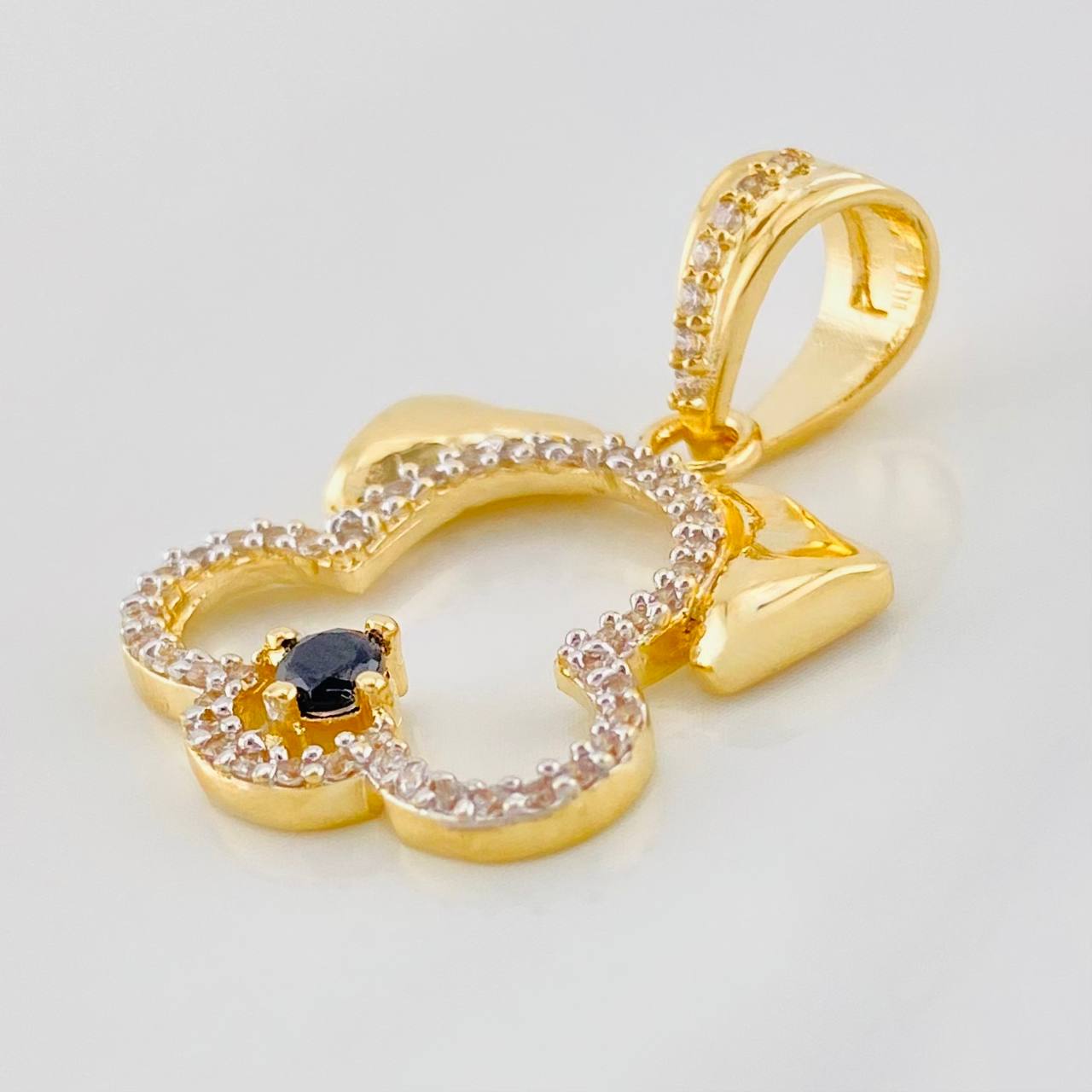 Pendant Dog Silhouette 3.6g / 1 in Two-Tone Yellow White 18K
