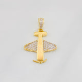 Airplane Pendant 2.6g / 1 1/4 in Two Yellow White Golds 18K