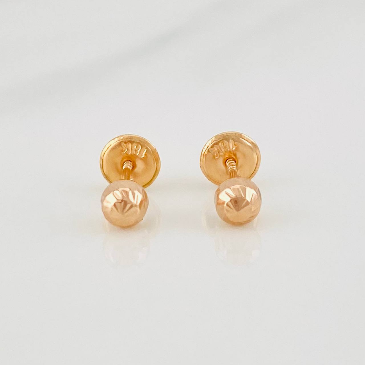 Diamond Cut Bead Stud Earrings 0.45g / in / 4mm 18K Rose Gold