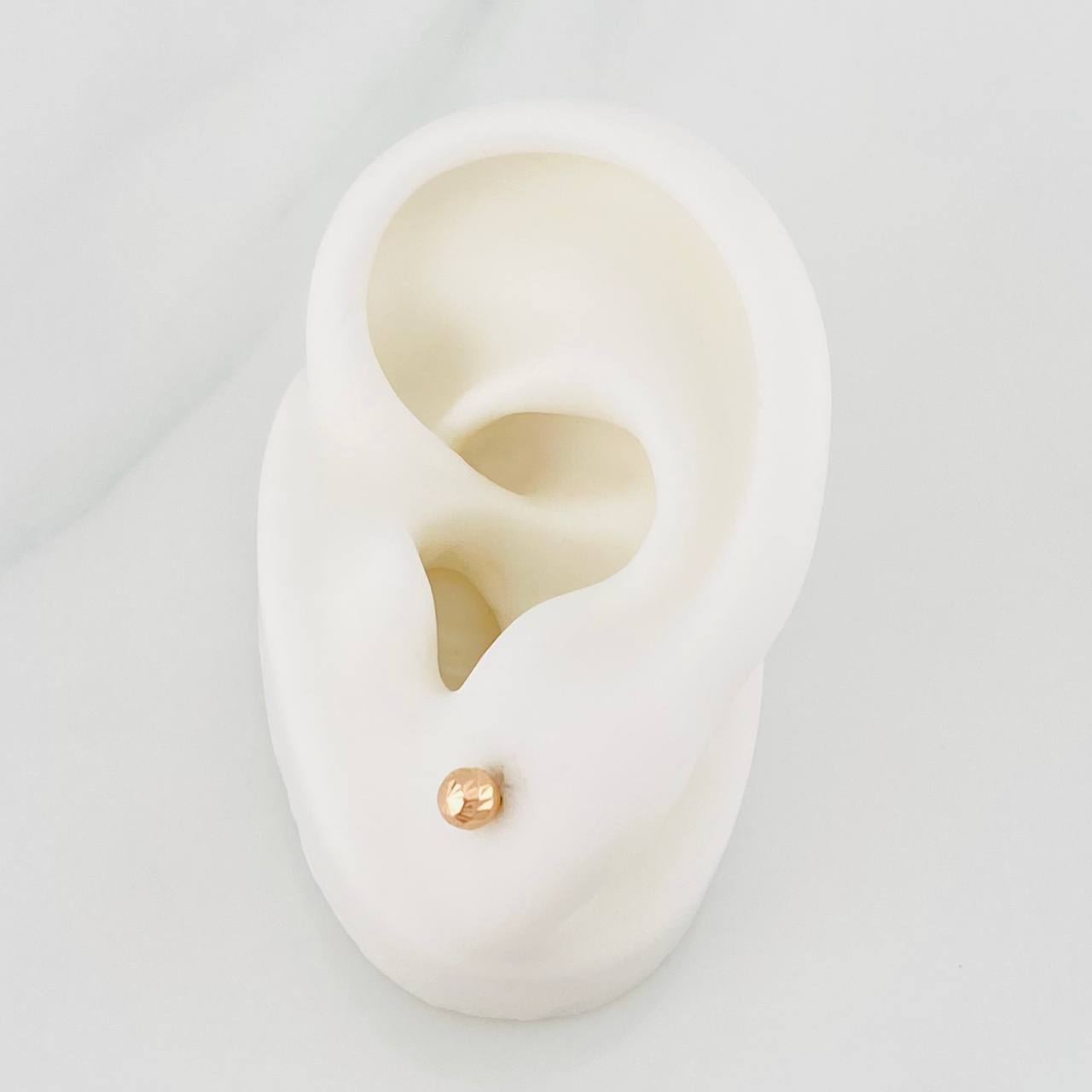 Diamond Cut Bead Stud Earrings 0.45g / in / 4mm 18K Rose Gold