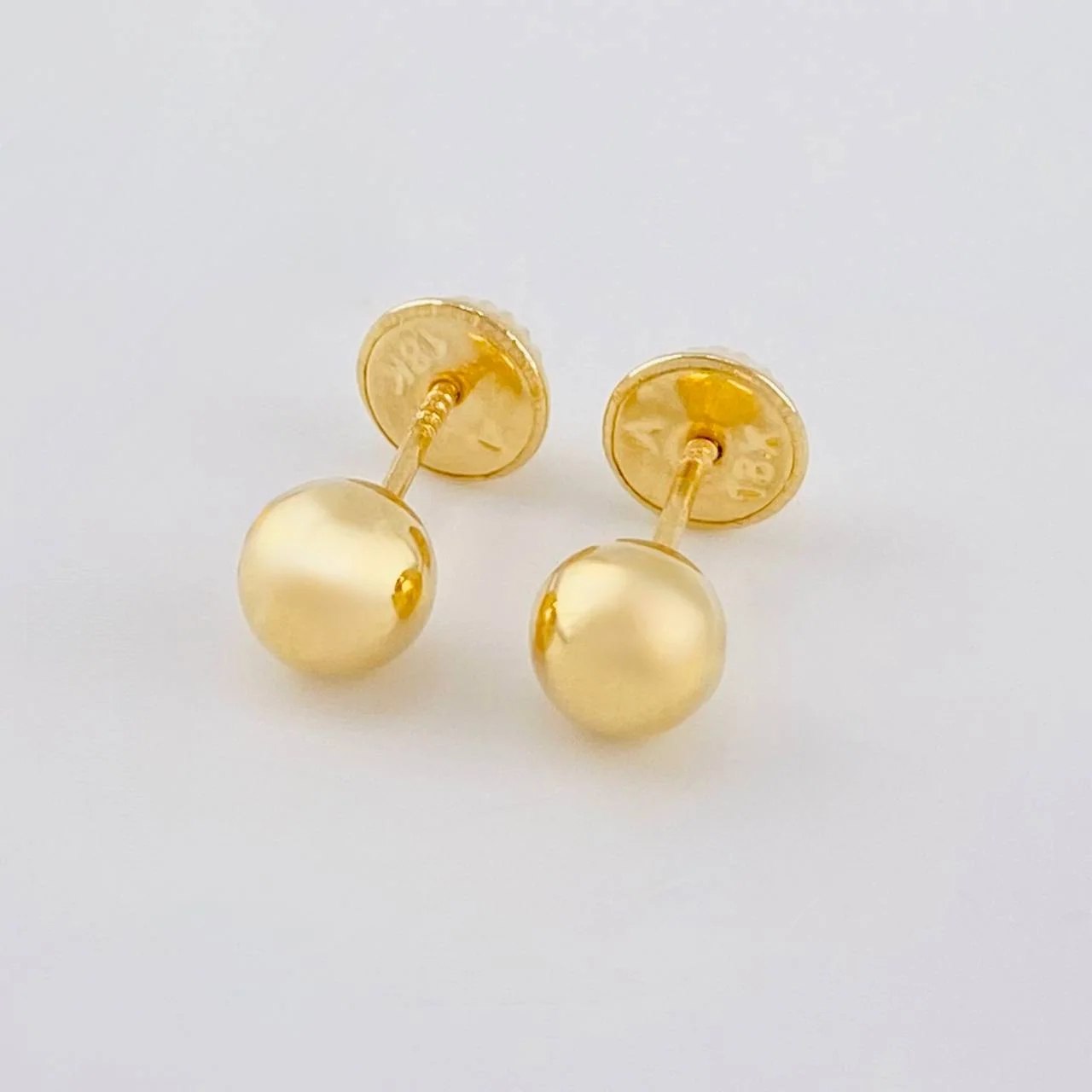 Plain Bead Stud Earrings 0.65g / in / 6mm Yellow Gold 18K