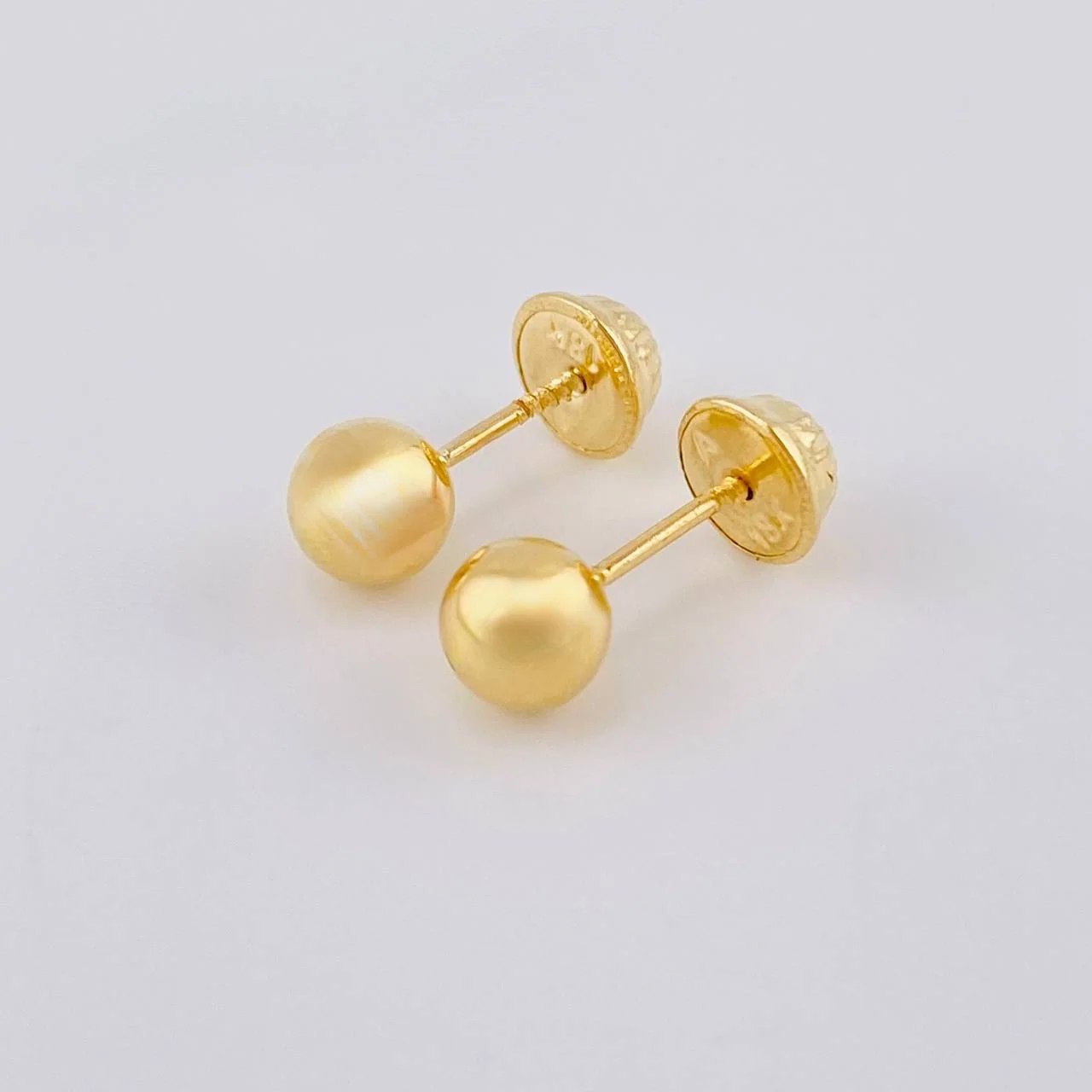 Plain Bead Stud Earrings 0.65g / in / 6mm Yellow Gold 18K