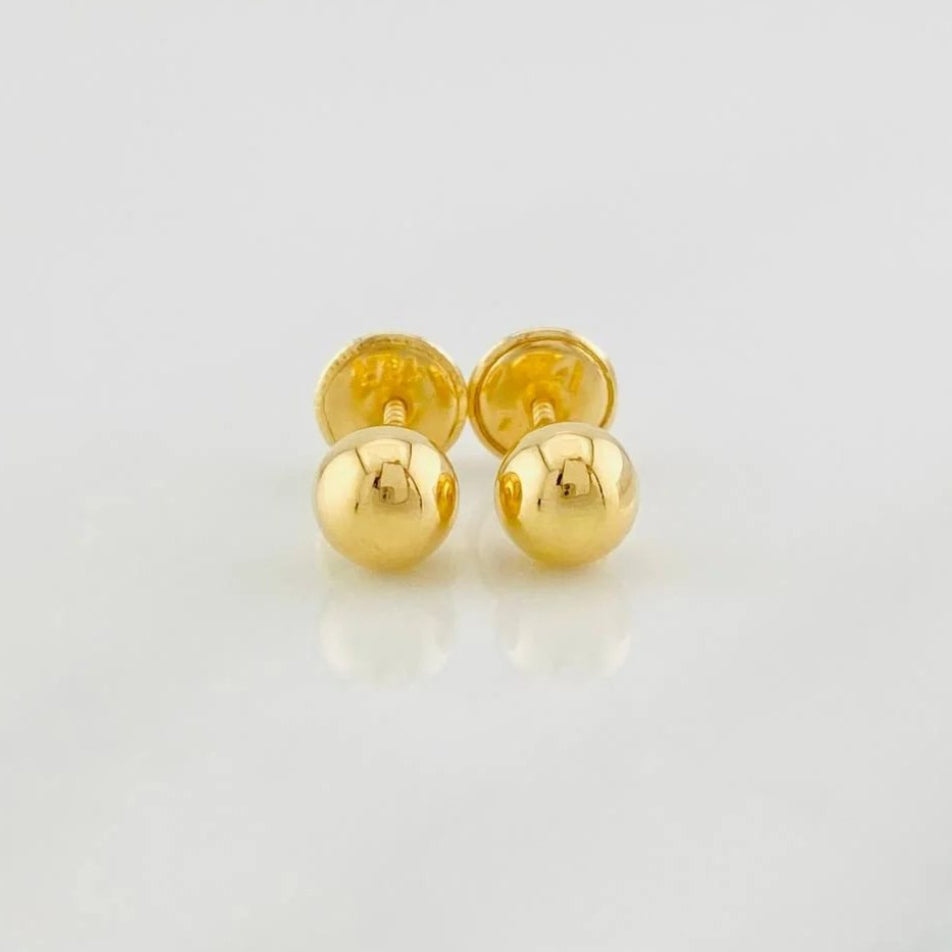 Plain Bead Stud Earrings 0.55g / in / 5mm 18K Yellow Gold