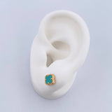 Stud Earrings Clover VCyA 2gr / Aquamarine Stone 18K Yellow Gold $