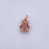 Dije Oso Articulado Mini 2.4gr / 2cm / Circones Fucsias Negros Blancos Oro Rosa 18K $