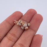 Dije Oso Articulado Mini 2.3gr / 2cm / Circones Negros Blancos Oro Rosa  18K $