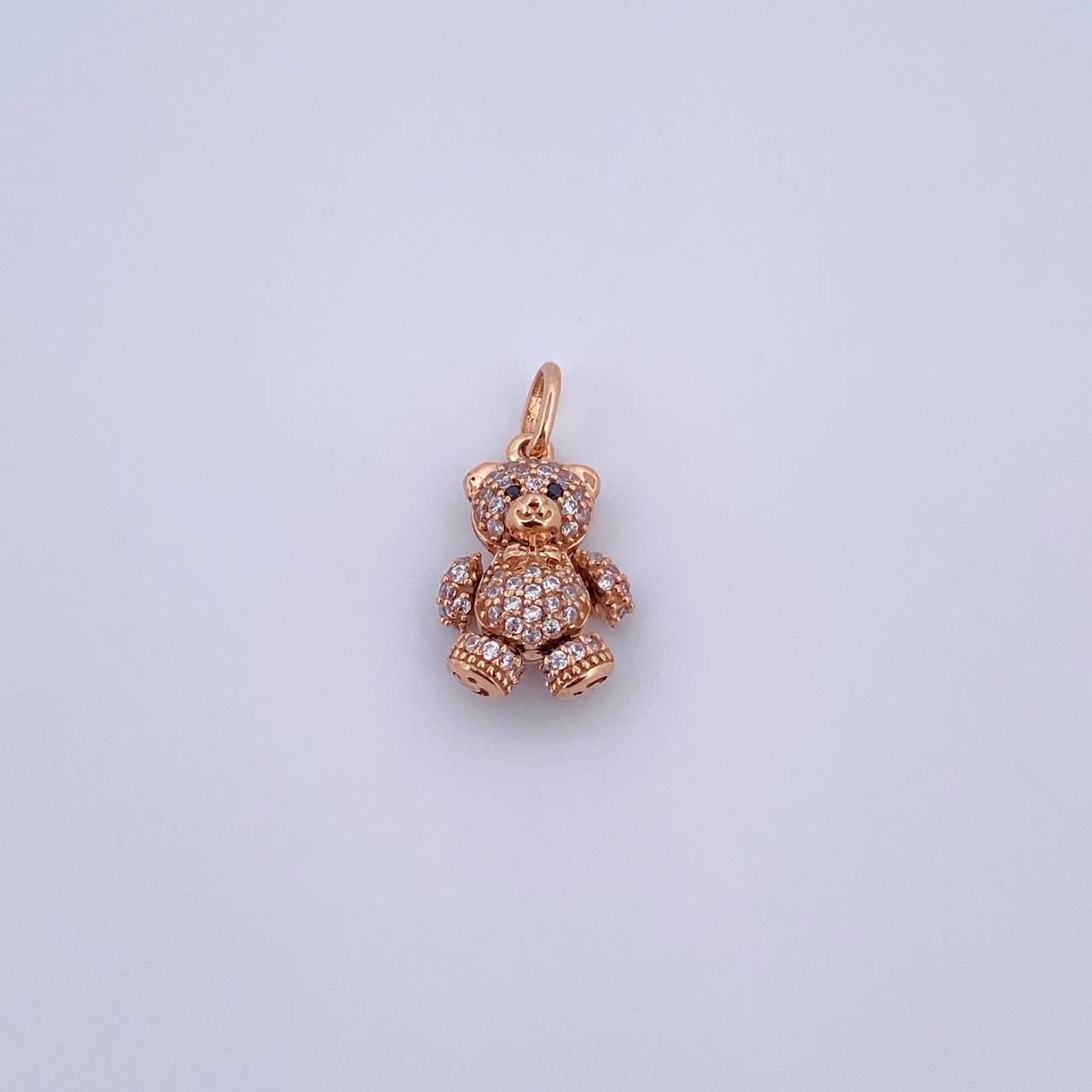 Dije Oso Articulado Mini 2.3gr / 2cm / Circones Negros Blancos Oro Rosa  18K $