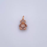Dije Oso Articulado Mini 2.3gr / 2cm / Circones Negros Blancos Oro Rosa  18K $