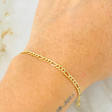 Figaro Bracelet 1gr / 7 1/2 in / 2.5mm Yellow Gold +1 18K