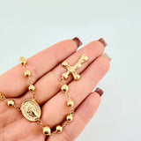 Rosario Virgen Milagrosa Cruz Cristo 13.4gr / 23 1/2 in / 5mm Oro Amarillo 18K