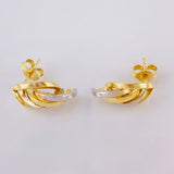 Candongas Alas Curvilineas 1.9gr / 1/2 in / Dos Oros Amarillo Blanco 18K